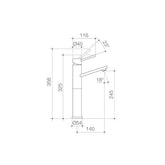 Dorf Villa Tower Basin Mixer Gun Metal Grey